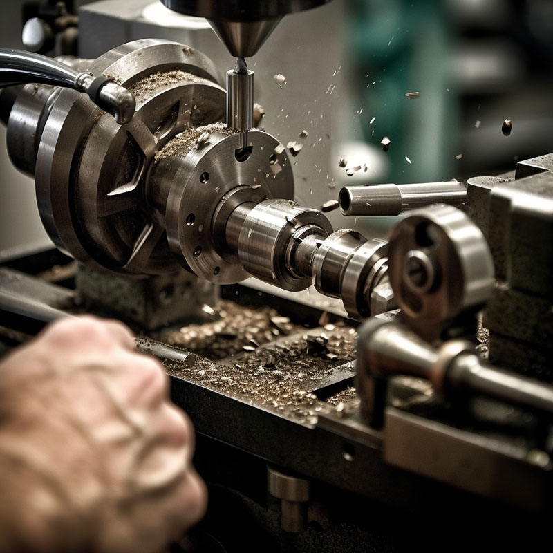 大型车床加工金属件